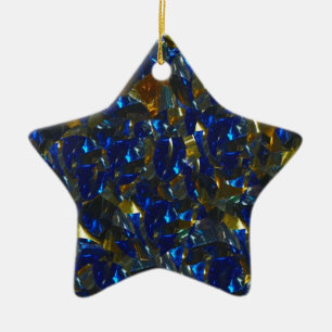 Ornamento de la estrella azul dorada
