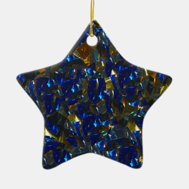 Ornamento de la estrella azul dorada (Frente)