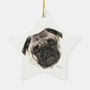 Ornamento de la estrella de la cara de Pug