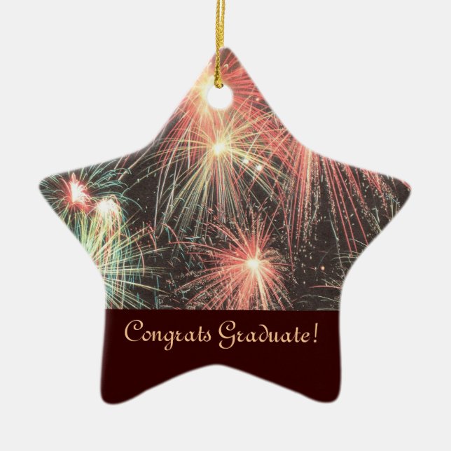 Ornamento de la estrella del graduado de Congrats (Frente)