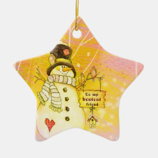 Ornamento de la estrella del muñeco de nieve del