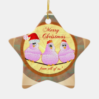 Ornamento de la estrella del navidad de los pollos