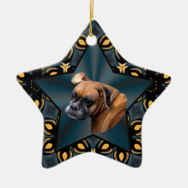 Ornamento de la estrella del perro del boxer Noble