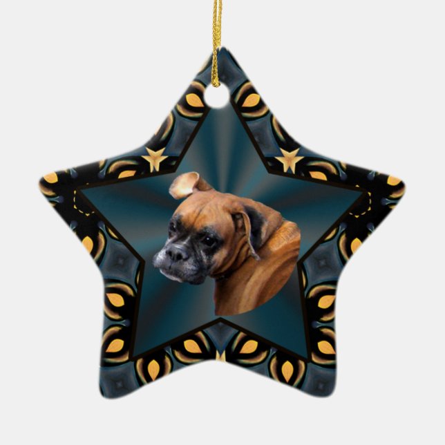 Ornamento de la estrella del perro del boxer Noble (Frente)