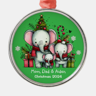 Ornamento de la familia de tres elefantes