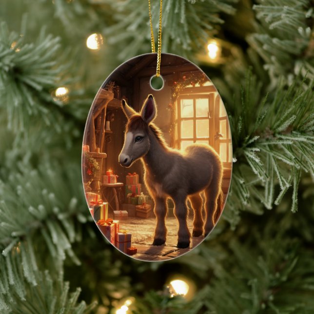 Ornamento de la familia del burro bebé, regalos de (Árbol)