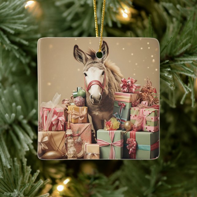 Ornamento de la familia del burro bebé, regalos de (Árbol)