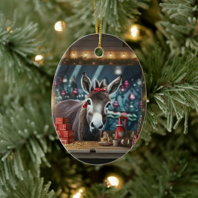 Ornamento de la familia del burro bebé, regalos de (Árbol)