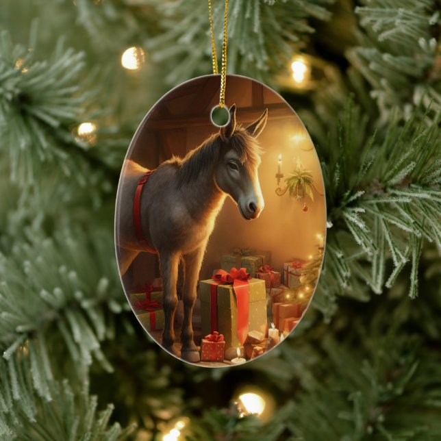 Ornamento de la familia del burro bebé, regalos de (Árbol)
