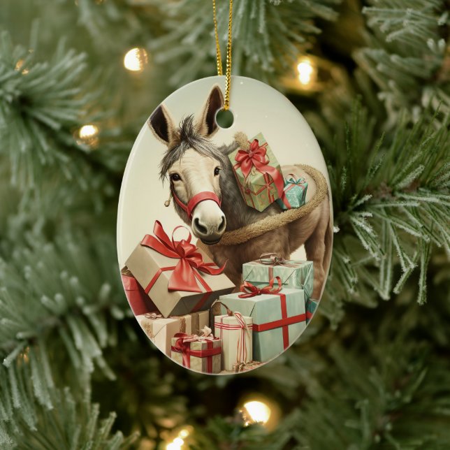 Ornamento de la familia del burro bebé, regalos de (Árbol)