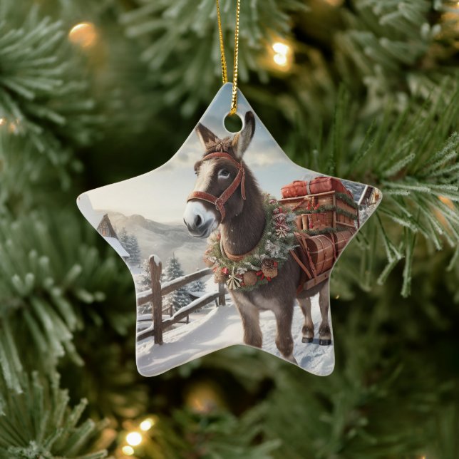Ornamento de la familia del burro bebé, regalos de (Árbol)