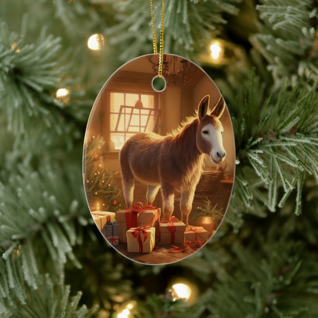Ornamento de la familia del burro bebé, regalos de (Árbol)