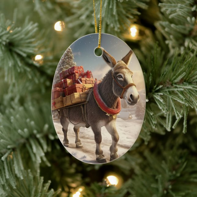 Ornamento de la familia del burro bebé, regalos de (Árbol)