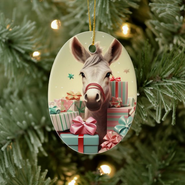 Ornamento de la familia del burro bebé, regalos de (Árbol)