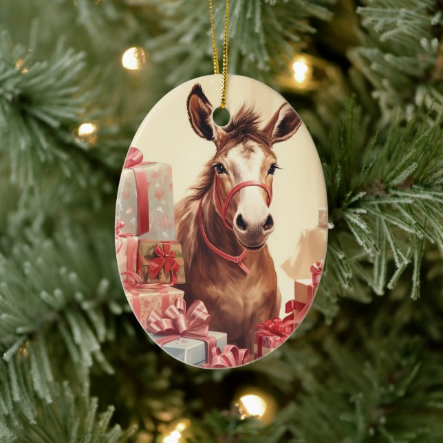 Ornamento de la familia del burro bebé, regalos de (Árbol)