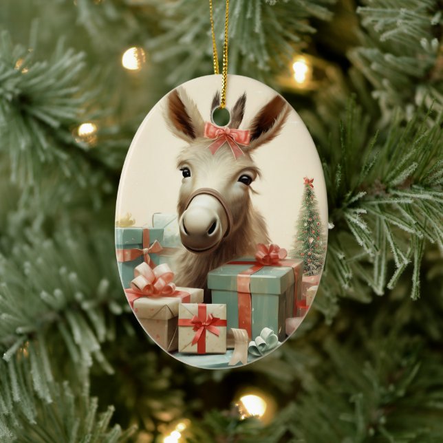 Ornamento de la familia del burro bebé, regalos de (Árbol)
