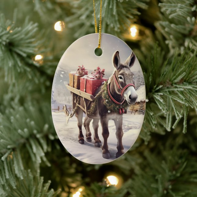 Ornamento de la familia del burro bebé, regalos de (Árbol)