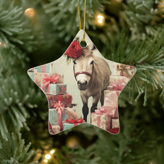 Ornamento de la familia del burro bebé, regalos de (Árbol)