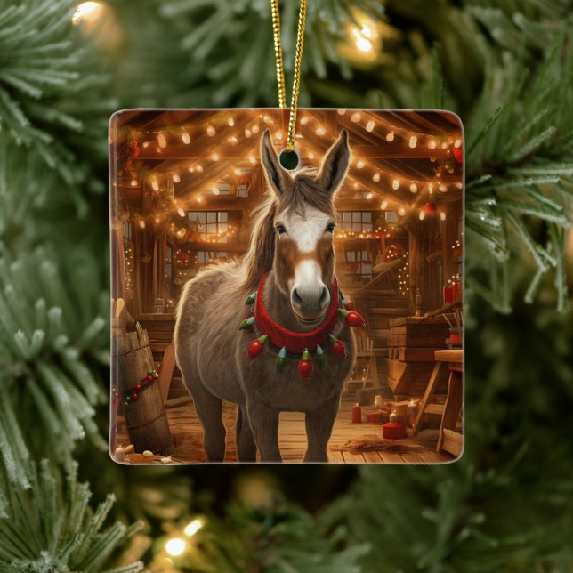 Ornamento de la familia del burro bebé, regalos de (Árbol)