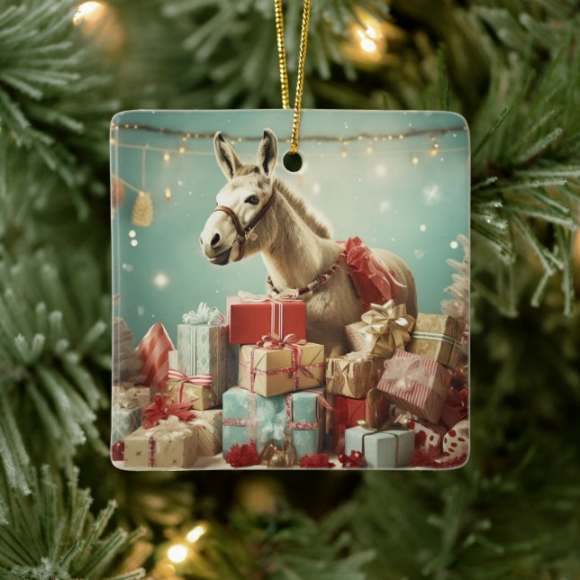 Ornamento de la familia del burro bebé, regalos de (Árbol)