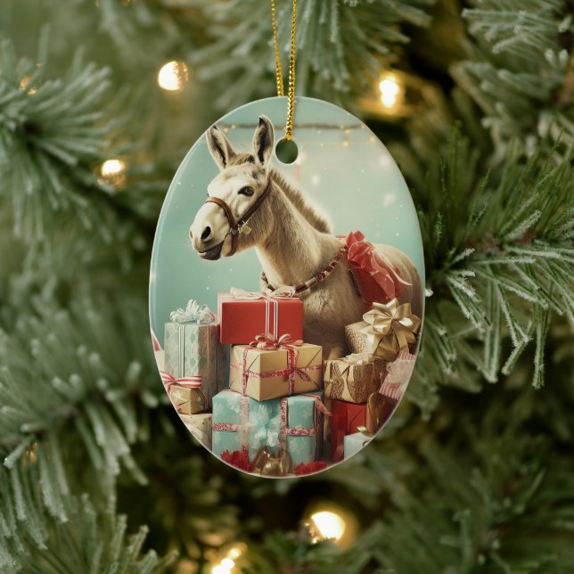 Ornamento de la familia del burro bebé, regalos de (Árbol)