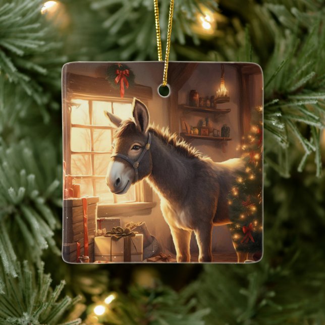 Ornamento de la familia del burro bebé, regalos de (Árbol)