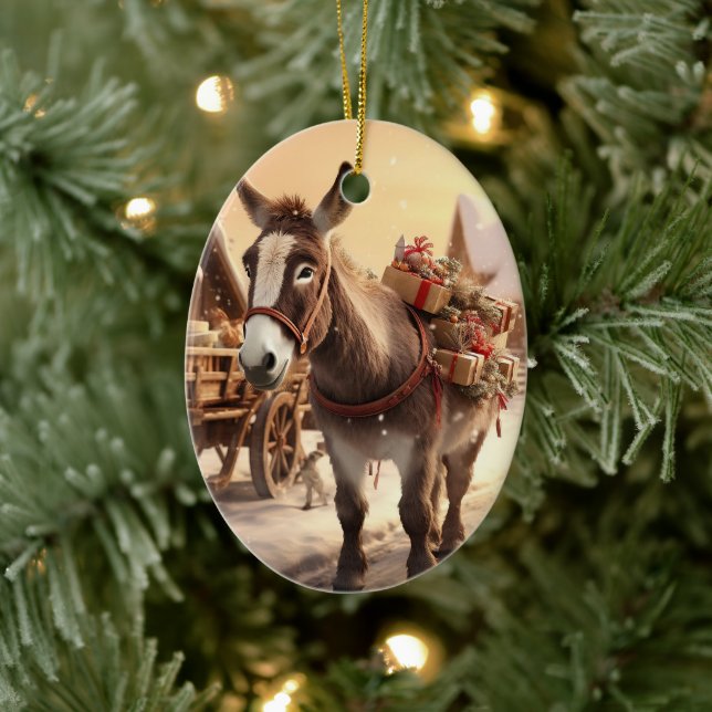 Ornamento de la familia del burro bebé, regalos de (Árbol)