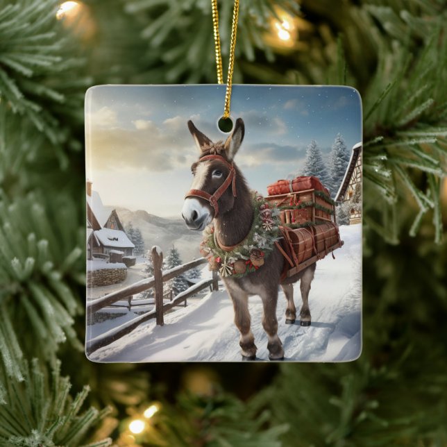 Ornamento de la familia del burro bebé, regalos de (Árbol)