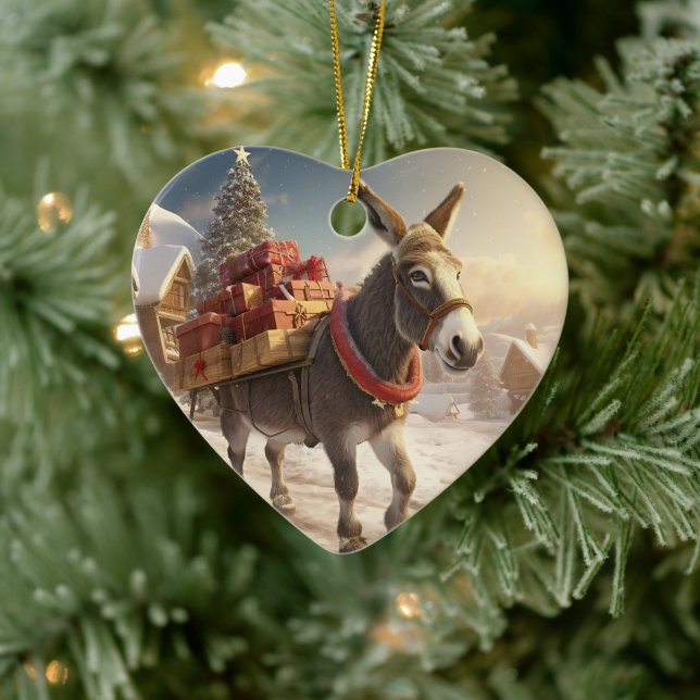 Ornamento de la familia del burro bebé, regalos de (Árbol)