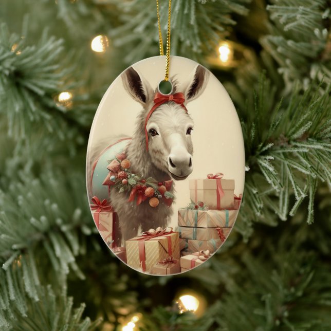 Ornamento de la familia del burro bebé, regalos de (Árbol)