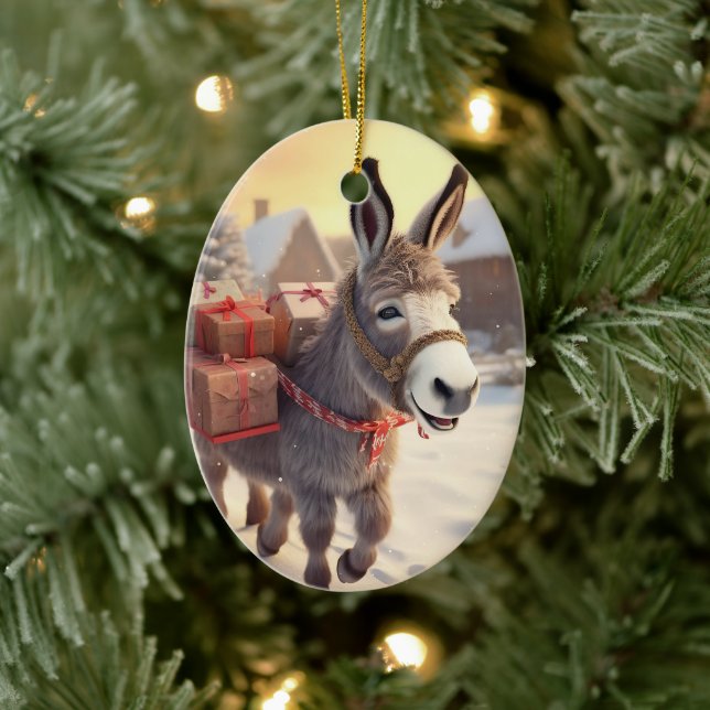 Ornamento de la familia del burro bebé, regalos de (Árbol)