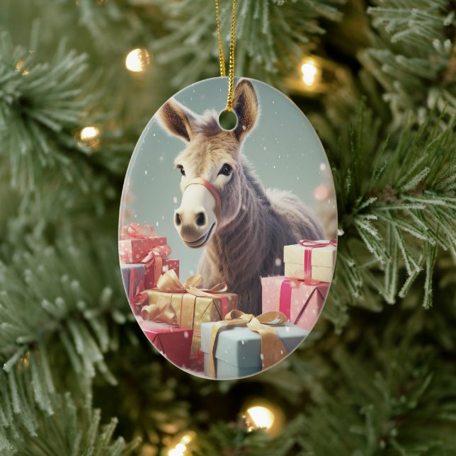 Ornamento de la familia del burro bebé, regalos de (Árbol)