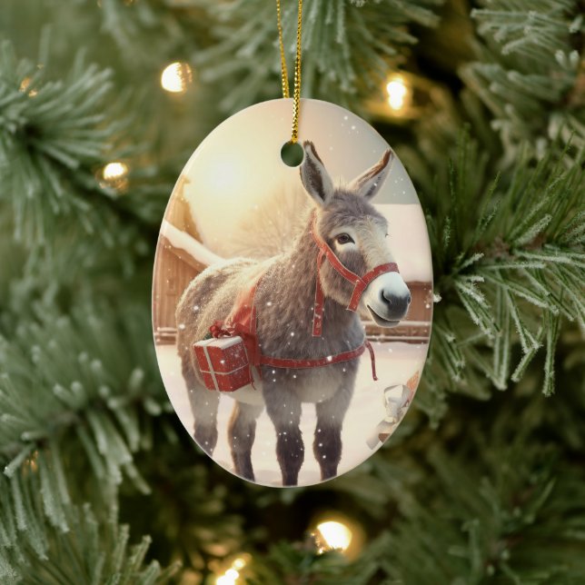 Ornamento de la familia del burro bebé, regalos de (Árbol)