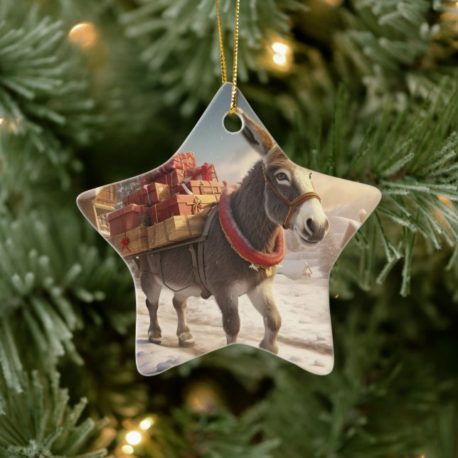 Ornamento de la familia del burro bebé, regalos de (Árbol)