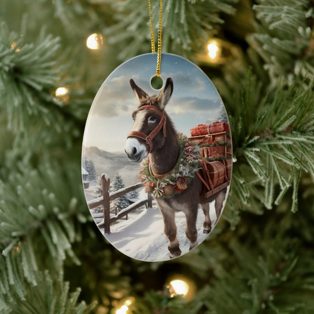 Ornamento de la familia del burro bebé, regalos de (Árbol)