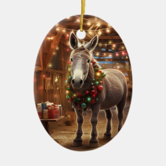 Ornamento de la familia del burro bebé, regalos de (Frente)