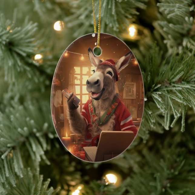 Ornamento de la familia del burro bebé, regalos de (Árbol)