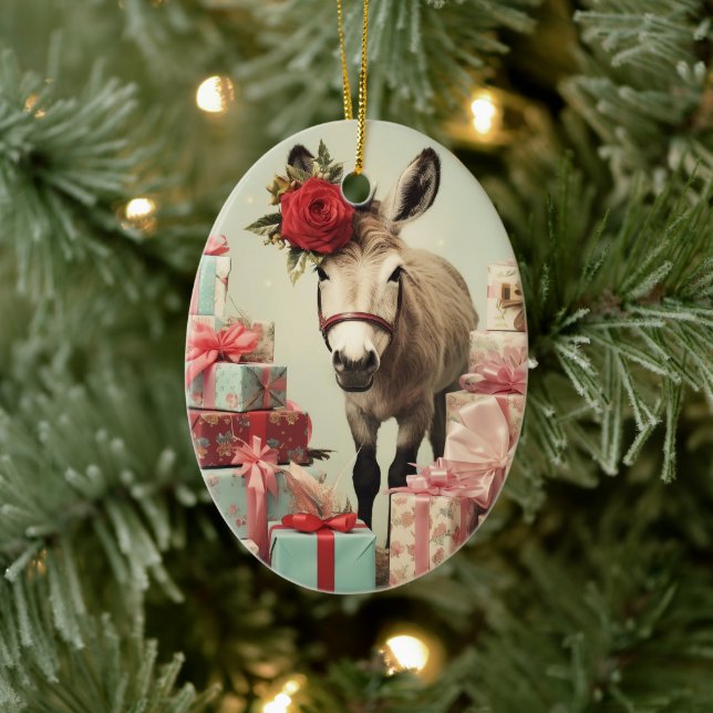 Ornamento de la familia del burro bebé, regalos de (Árbol)