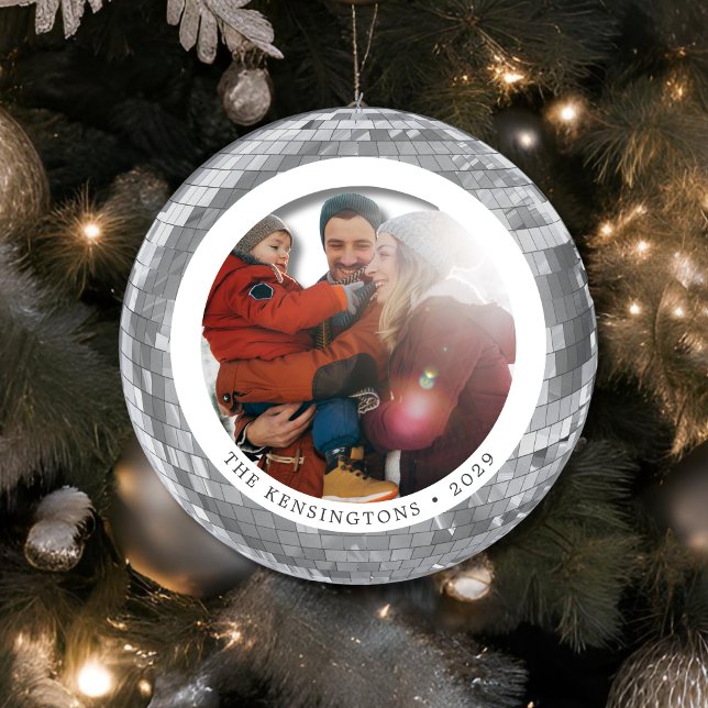 Ornamento de la familia Disco Ball personalizado (Personalized Disco Ball Family Ornament)