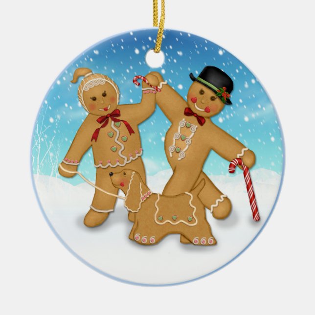 Ornamento de la familia Gingerbread de 2 Navidades (Frente)