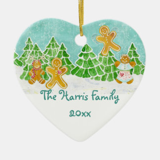 Ornamento de la familia Gingerbread y el Ángel