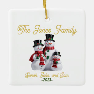 Ornamento de la familia personalizable Snowman