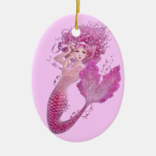 Ornamento de la fantasía - sirena rosada de la