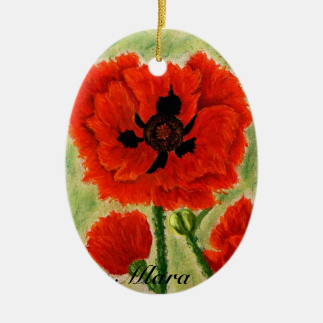 Ornamento de la flor con los popies rojos (Frente)