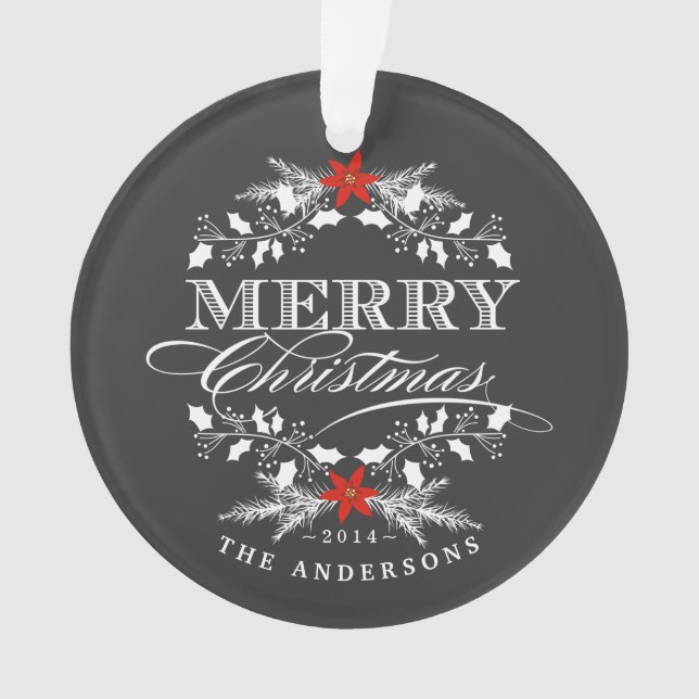 Ornamento de la foto de familia de acebo del (Anverso)