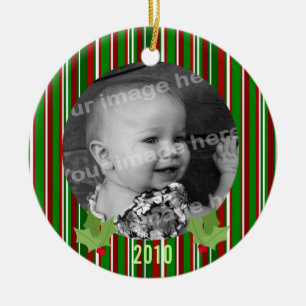 Ornamento de la foto de las rayas del navidad