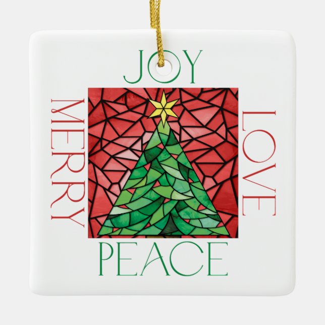 Ornamento de la foto de Peace Love Joy Merry (Anverso)