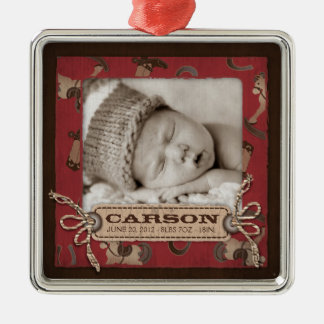 Ornamento de la foto del bebé del vaquero