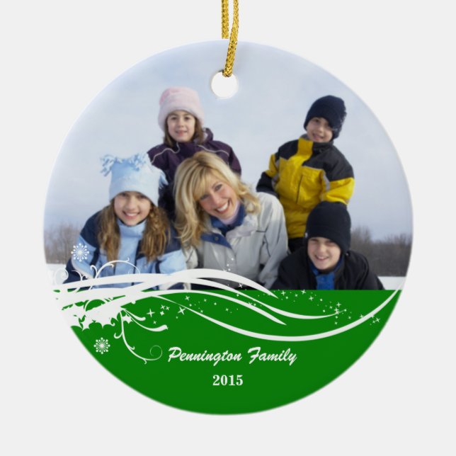 Ornamento de la foto del día de fiesta del navidad (Frente)