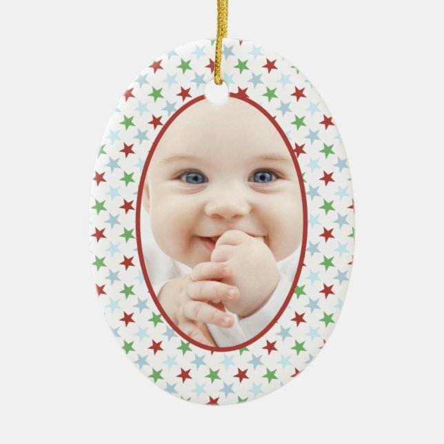 Ornamento de la foto del navidad de las estrellas (Frente)